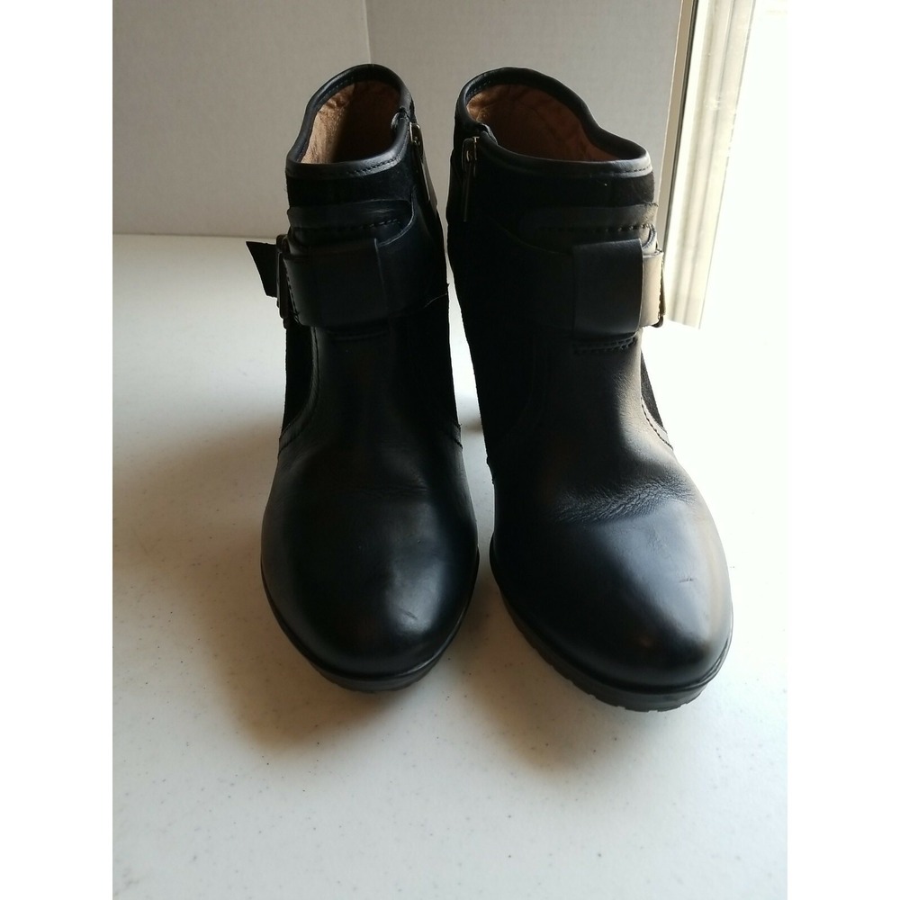 Clarks Artisan Lida Dallas Black Leather / Suede Ankle Boots‎ w/ Buckle-9M Women